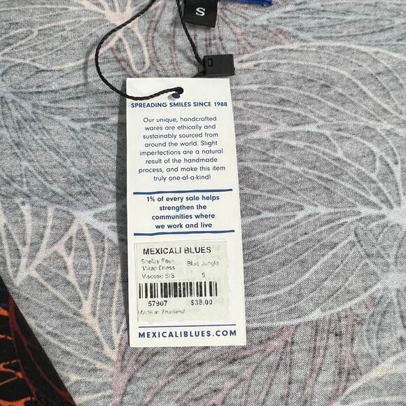 Mexicali Blues Shelby Faux Wrap Dress Black Leaf Print Slight Stretch Size Small - Picture 10 of 12